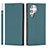Leather Case Stands Flip Cover Holder T02D for Samsung Galaxy S21 Ultra 5G Cyan
