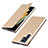 Leather Case Stands Flip Cover Holder T03D for Samsung Galaxy S21 Ultra 5G Gold