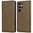 Leather Case Stands Flip Cover Holder T04D for Samsung Galaxy S21 Ultra 5G Khaki