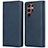 Leather Case Stands Flip Cover Holder T04D for Samsung Galaxy S22 Ultra 5G Blue