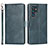 Leather Case Stands Flip Cover Holder T05D for Samsung Galaxy S22 Ultra 5G Blue