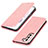 Leather Case Stands Flip Cover Holder T06D for Samsung Galaxy S21 5G Pink