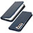 Leather Case Stands Flip Cover Holder T06D for Samsung Galaxy S23 5G Blue