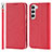 Leather Case Stands Flip Cover Holder T08D for Samsung Galaxy S21 Plus 5G Red