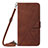 Leather Case Stands Flip Cover Holder Y01B for Apple iPhone 15 Pro Max Brown