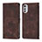 Leather Case Stands Flip Cover Holder Y01B for Motorola Moto E32 Brown