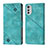 Leather Case Stands Flip Cover Holder Y01B for Motorola Moto E32 Green