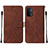 Leather Case Stands Flip Cover Holder Y01B for OnePlus Nord N200 5G Brown