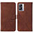 Leather Case Stands Flip Cover Holder Y01B for Oppo A56S 5G Brown