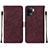 Leather Case Stands Flip Cover Holder Y01B for Oppo A94 4G Red Wine