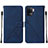 Leather Case Stands Flip Cover Holder Y01B for Oppo F19 Pro Blue