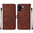 Leather Case Stands Flip Cover Holder Y01B for Oppo F19 Pro Brown