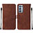 Leather Case Stands Flip Cover Holder Y01B for Oppo Reno6 Pro+ Plus 5G Brown