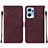 Leather Case Stands Flip Cover Holder Y01B for Oppo Reno7 5G Red Wine