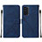 Leather Case Stands Flip Cover Holder Y01B for Samsung Galaxy F52 5G Blue