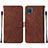 Leather Case Stands Flip Cover Holder Y01B for Samsung Galaxy M12 Brown