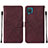 Leather Case Stands Flip Cover Holder Y01B for Samsung Galaxy M12 Red Wine