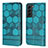 Leather Case Stands Flip Cover Holder Y01B for Samsung Galaxy S21 5G Cyan
