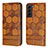 Leather Case Stands Flip Cover Holder Y01B for Samsung Galaxy S21 5G Light Brown
