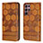 Leather Case Stands Flip Cover Holder Y01B for Samsung Galaxy S21 Ultra 5G Light Brown