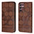 Leather Case Stands Flip Cover Holder Y01B for Samsung Galaxy S23 Ultra 5G Brown