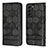 Leather Case Stands Flip Cover Holder Y01B for Samsung Galaxy S25 5G Black
