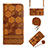 Leather Case Stands Flip Cover Holder Y01B for Xiaomi Redmi 10C 4G Light Brown