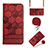 Leather Case Stands Flip Cover Holder Y01B for Xiaomi Redmi 9C Red Wine