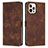 Leather Case Stands Flip Cover Holder Y01X for Apple iPhone 13 Pro Brown