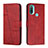 Leather Case Stands Flip Cover Holder Y01X for Motorola Moto E20 Red