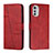 Leather Case Stands Flip Cover Holder Y01X for Motorola Moto E32 Red