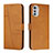 Leather Case Stands Flip Cover Holder Y01X for Motorola Moto E32s Light Brown