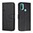 Leather Case Stands Flip Cover Holder Y01X for Motorola Moto E40 Black