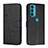 Leather Case Stands Flip Cover Holder Y01X for Motorola Moto Edge 20 5G Black