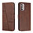 Leather Case Stands Flip Cover Holder Y01X for Motorola Moto G Stylus (2022) 5G Brown