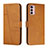 Leather Case Stands Flip Cover Holder Y01X for Motorola Moto G42 Light Brown