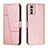 Leather Case Stands Flip Cover Holder Y01X for Motorola Moto G42 Rose Gold