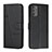 Leather Case Stands Flip Cover Holder Y01X for Motorola Moto G51 5G Black