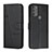 Leather Case Stands Flip Cover Holder Y01X for Motorola Moto G71 5G Black