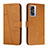 Leather Case Stands Flip Cover Holder Y01X for OnePlus Nord N300 5G Light Brown