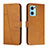 Leather Case Stands Flip Cover Holder Y01X for Oppo Reno7 5G Light Brown