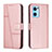 Leather Case Stands Flip Cover Holder Y01X for Oppo Reno7 5G Rose Gold