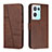 Leather Case Stands Flip Cover Holder Y01X for Oppo Reno8 Pro 5G Brown