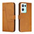 Leather Case Stands Flip Cover Holder Y01X for Oppo Reno8 Pro 5G Light Brown