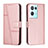Leather Case Stands Flip Cover Holder Y01X for Oppo Reno8 Pro 5G Rose Gold