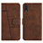 Leather Case Stands Flip Cover Holder Y01X for Samsung Galaxy A30S Brown