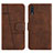 Leather Case Stands Flip Cover Holder Y01X for Samsung Galaxy A70 Brown