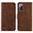 Leather Case Stands Flip Cover Holder Y01X for Samsung Galaxy Note 20 5G Brown