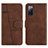 Leather Case Stands Flip Cover Holder Y01X for Samsung Galaxy S20 FE (2022) 5G Brown