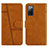 Leather Case Stands Flip Cover Holder Y01X for Samsung Galaxy S20 FE (2022) 5G Light Brown